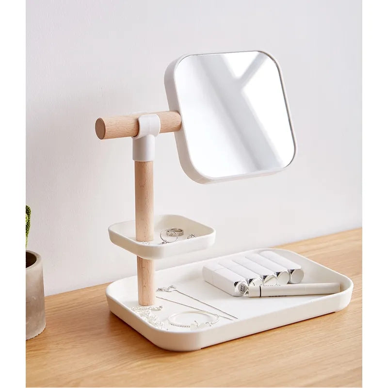 Desktop Cosmetics Storage Box with Mirror