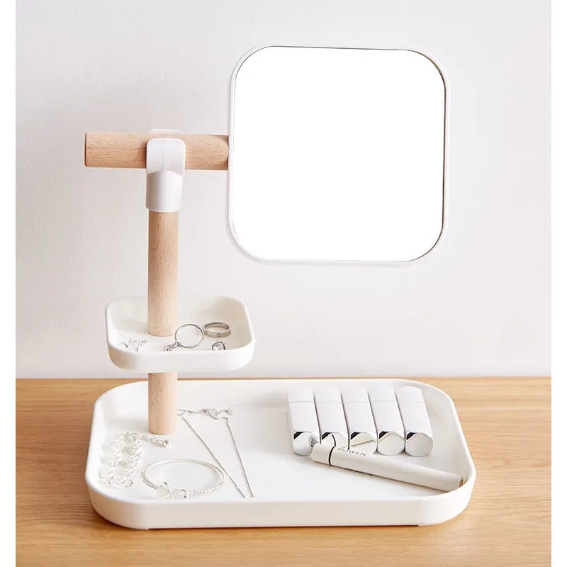 Desktop Cosmetics Storage Box with Mirror