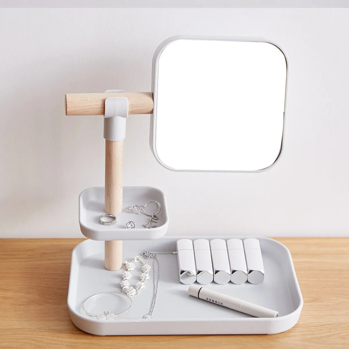 Desktop Cosmetics Storage Box with Mirror